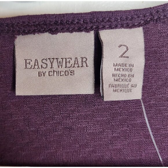 NEW Easywear by Chico's 2 Women's Large Cardigan 3/4 Sleeve Open Front Purple - Picture 2 of 6